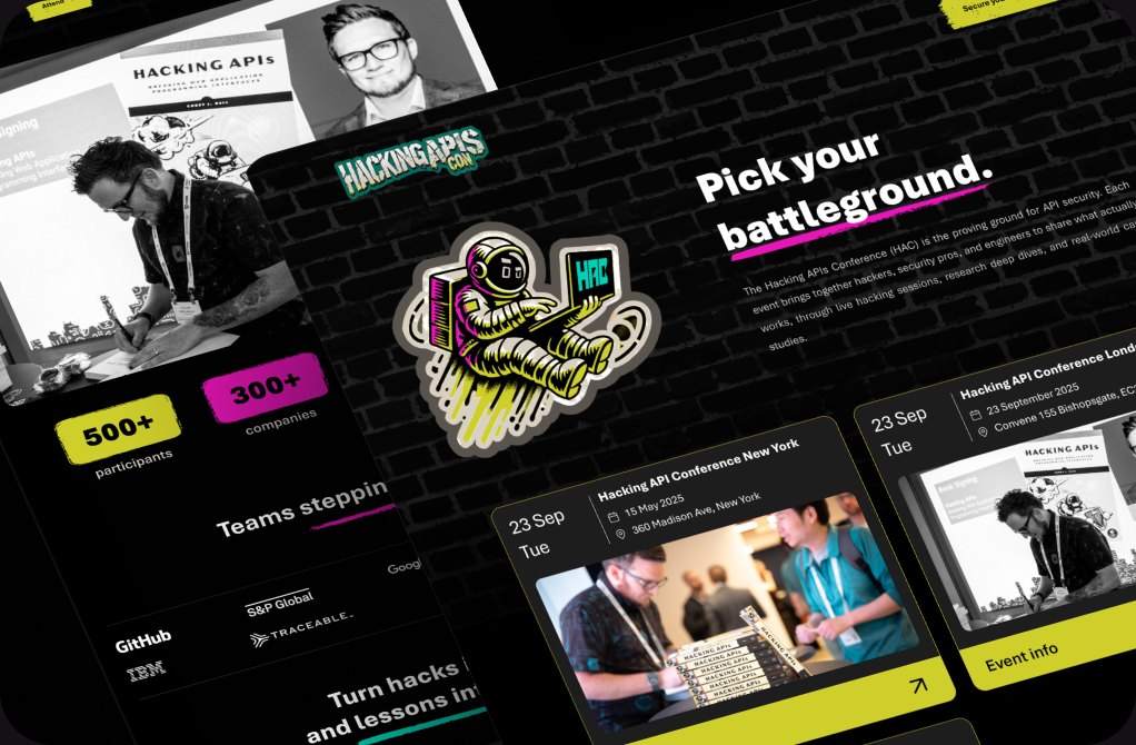Hacking APIs website showing the developer community experience