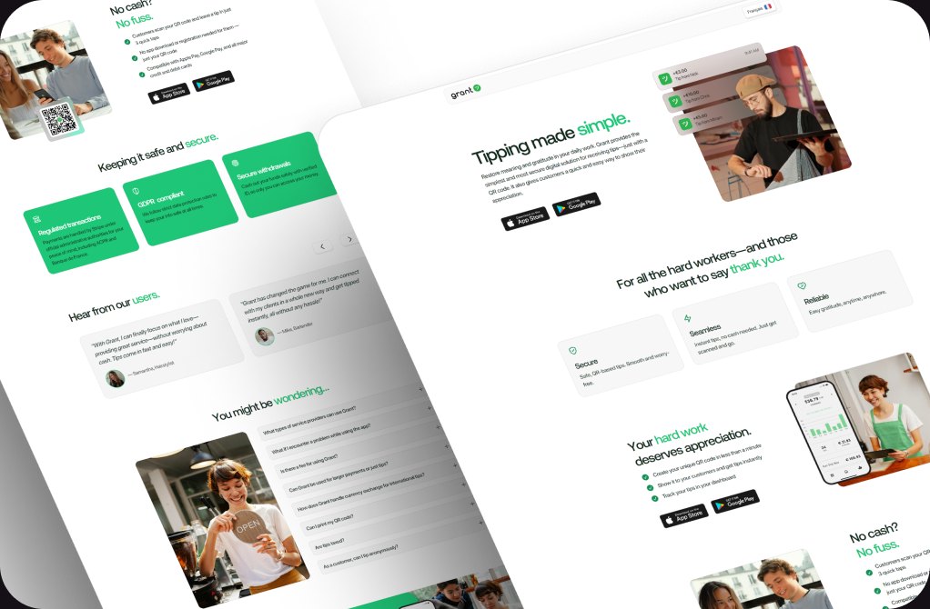 Grant website with messaging and design focused on conversion