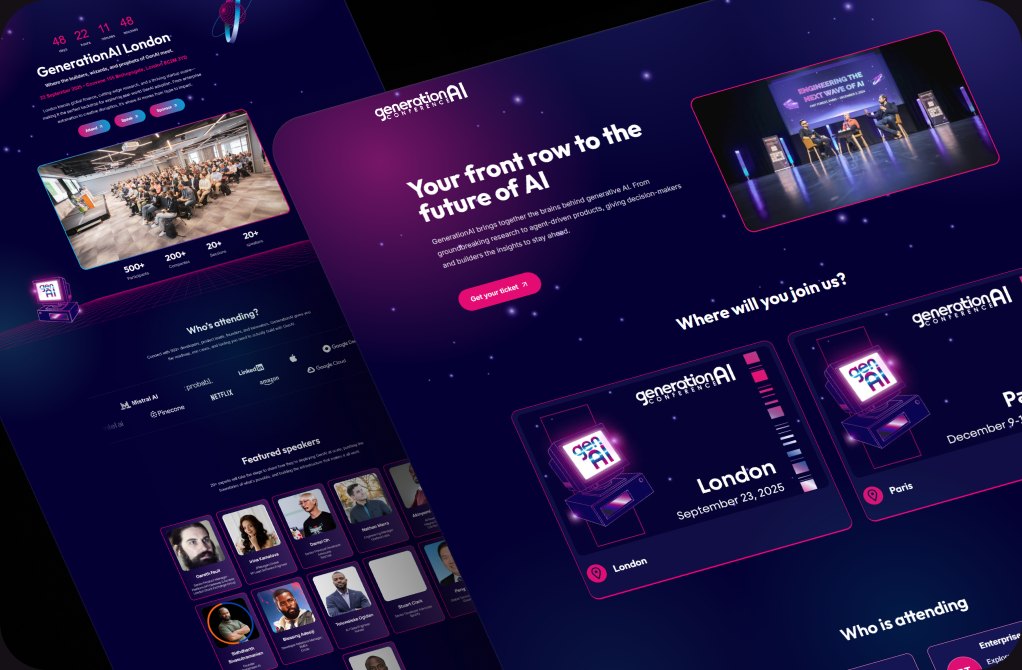 generationAI event website with campaign visuals