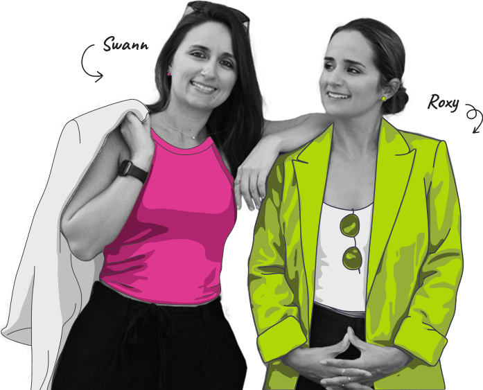 Illustration of Swann and Roxy, the two sisters behind duoand.co